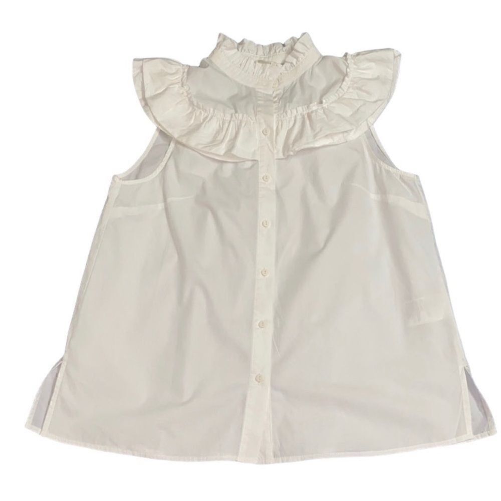 H&M White Sleeveless Cotton Button Down Top(Size 6) - Picture 2 of 5